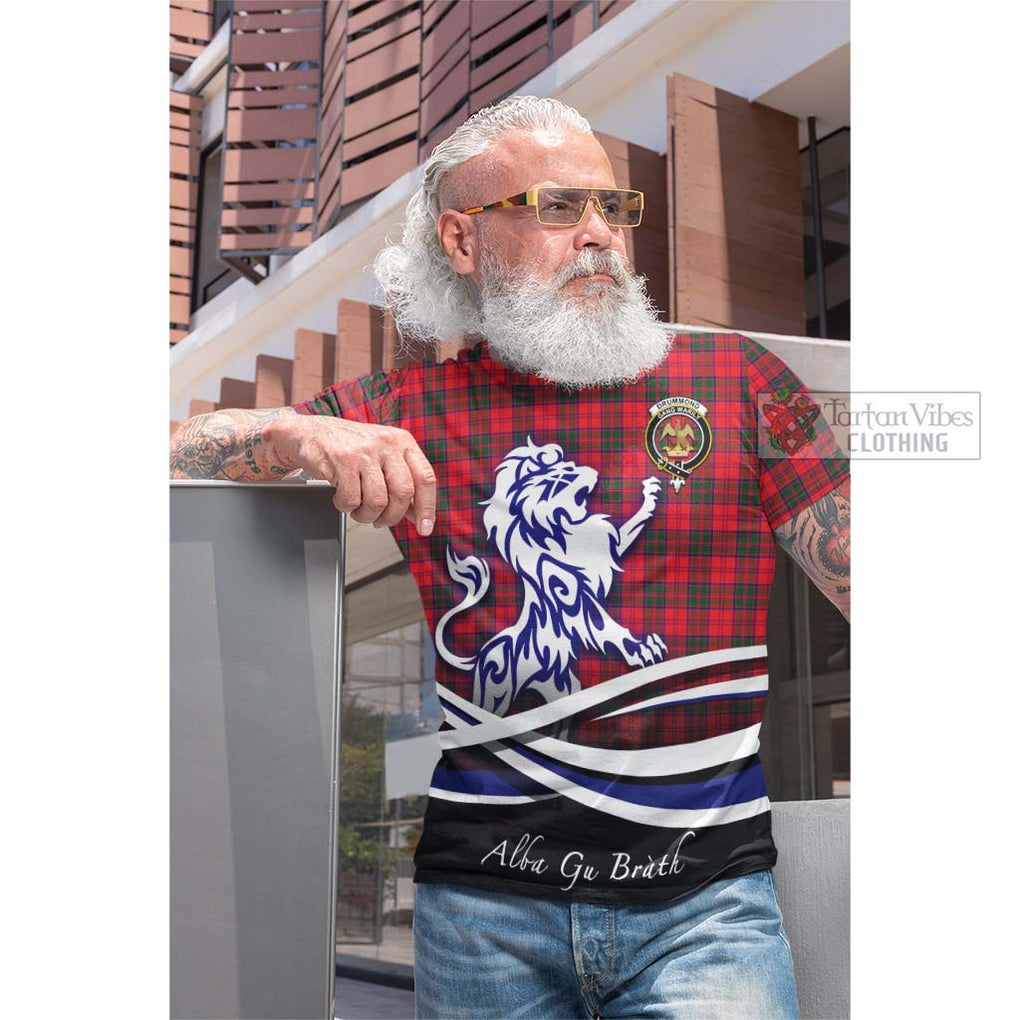 Tartan Vibes Clothing Drummond Modern Tartan Cotton T-shirt with Alba Gu Brath Regal Lion Emblem