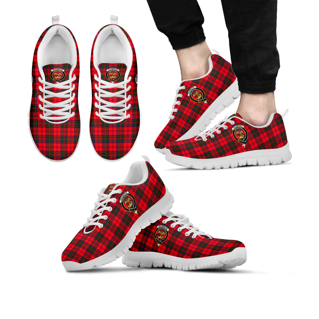 Drummond Modern Tartan Sneakers with Family Crest Kid's Sneakers - Tartan Vibes Clothing