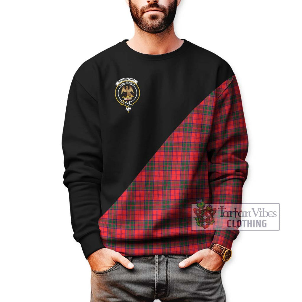 Drummond Modern Tartan Sweatshirt with Family Crest and Military Logo Style Unisex - Tartanvibesclothing Shop