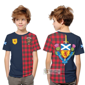 Drummond Modern Tartan Kid T-Shirt Alba with Scottish Lion Royal Arm Half Style