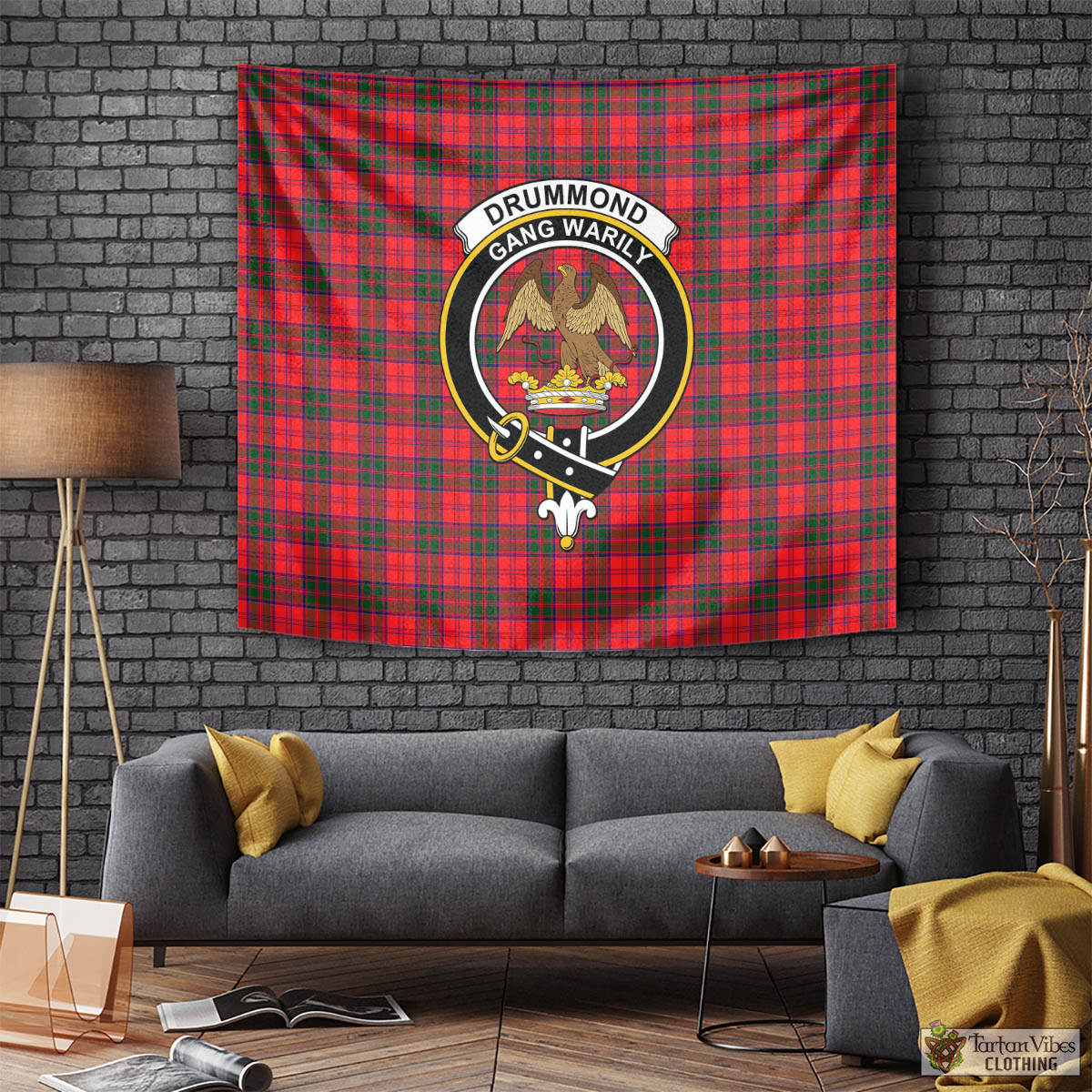 Tartan Vibes Clothing Drummond Modern Tartan Tapestry Wall Hanging and Home Decor for Room with Family Crest