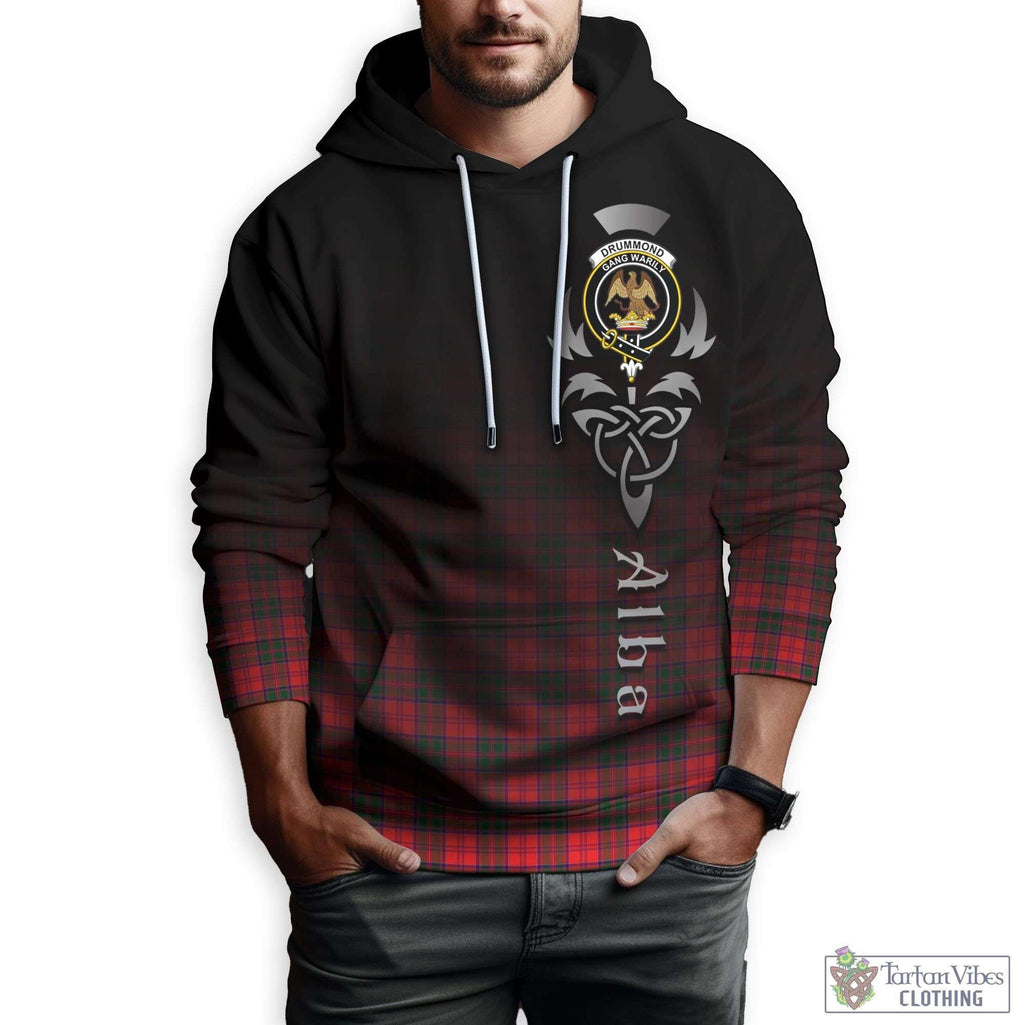 Tartan Vibes Clothing Drummond Modern Tartan Hoodie Featuring Alba Gu Brath Family Crest Celtic Inspired