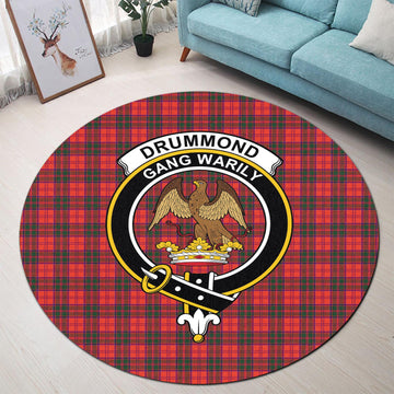 Drummond Modern Tartan Round Rug with Family Crest