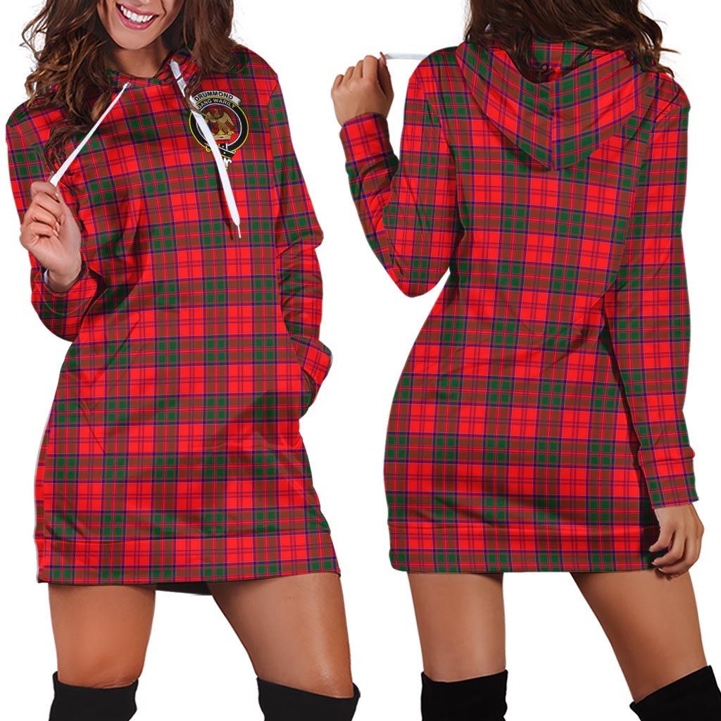 Drummond Modern Tartan Hoodie Dress with Family Crest - Tartan Vibes Clothing