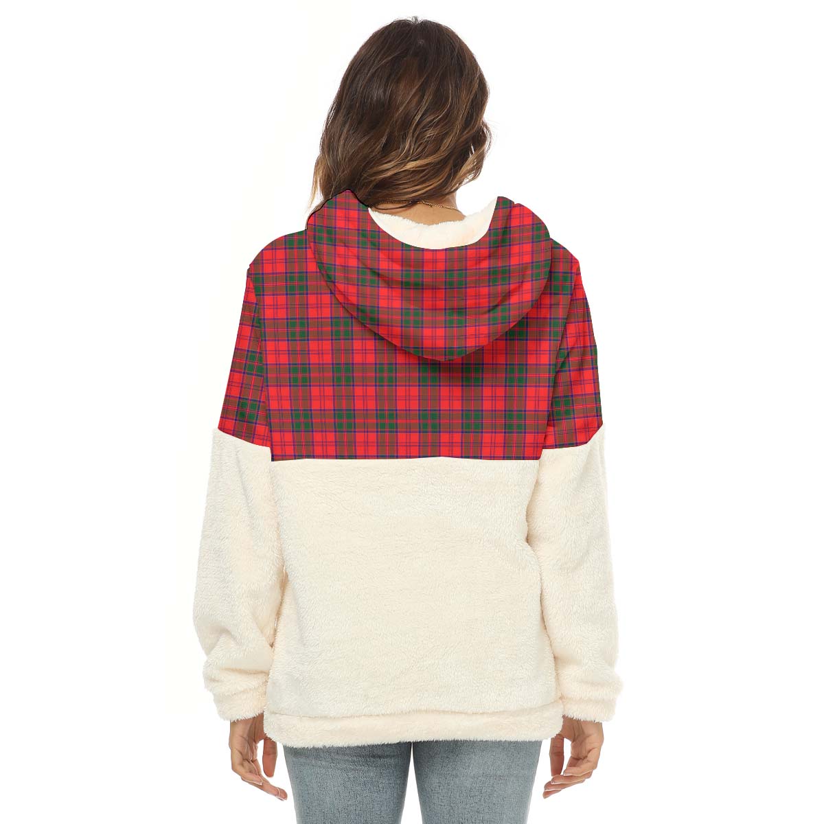 Drummond Modern Tartan Women's Borg Fleece Hoodie With Half Zip - Tartanvibesclothing