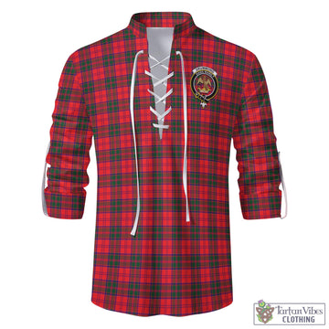 Drummond Modern Tartan Men's Scottish Traditional Jacobite Ghillie Kilt Shirt with Family Crest