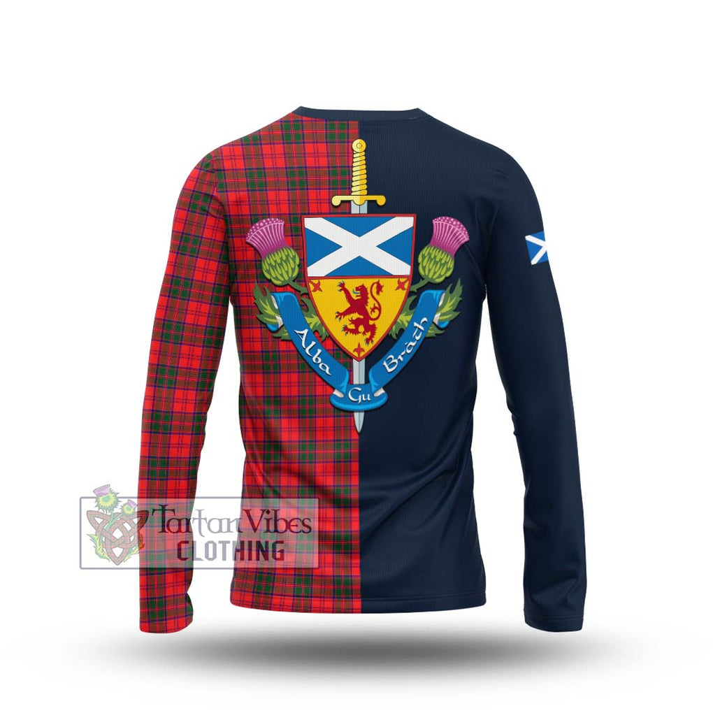 Tartan Vibes Clothing Drummond Modern Tartan Long Sleeve T-Shirt with Scottish Lion Royal Arm Half Style