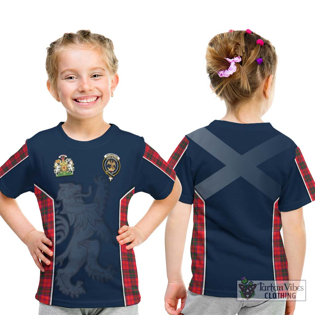 Drummond Modern Tartan Kid T-Shirt with Family Crest and Lion Rampant Vibes Sport Style - Tartan Vibes Clothing