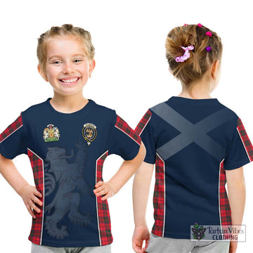 Drummond Modern Tartan Kid T-Shirt with Family Crest and Lion Rampant Vibes Sport Style