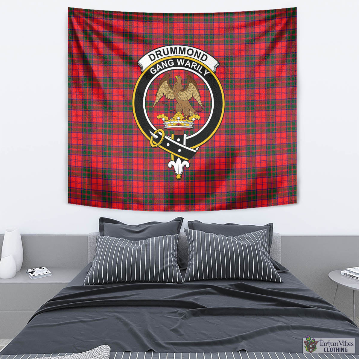 Tartan Vibes Clothing Drummond Modern Tartan Tapestry Wall Hanging and Home Decor for Room with Family Crest