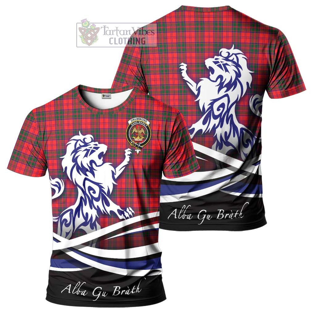 Tartan Vibes Clothing Drummond Modern Tartan Cotton T-shirt with Alba Gu Brath Regal Lion Emblem