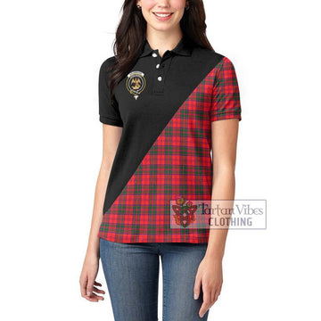 Drummond Modern Tartan Women's Polo Shirt with Family Crest and Military Logo Style