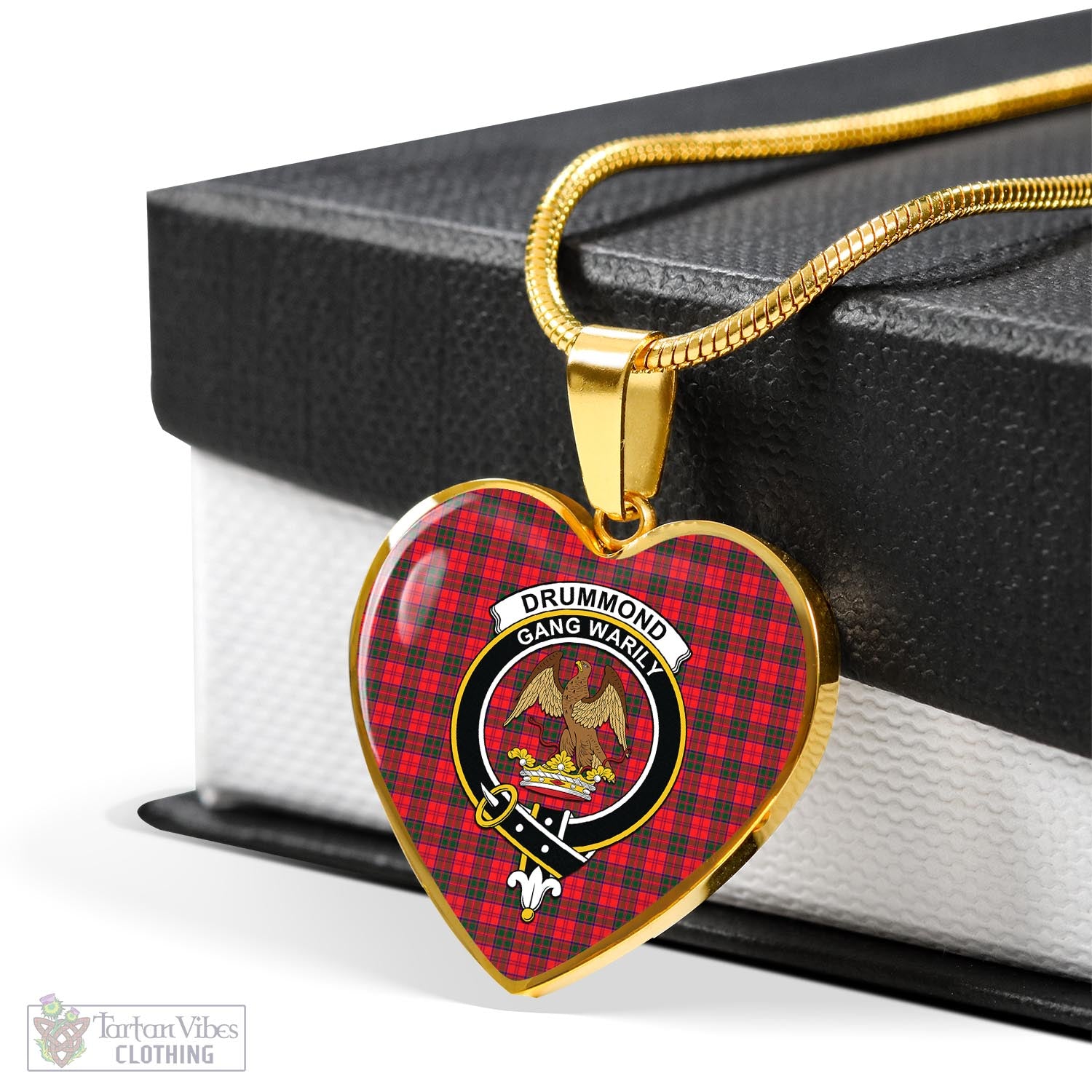 Tartan Vibes Clothing Drummond Modern Tartan Heart Necklace with Family Crest