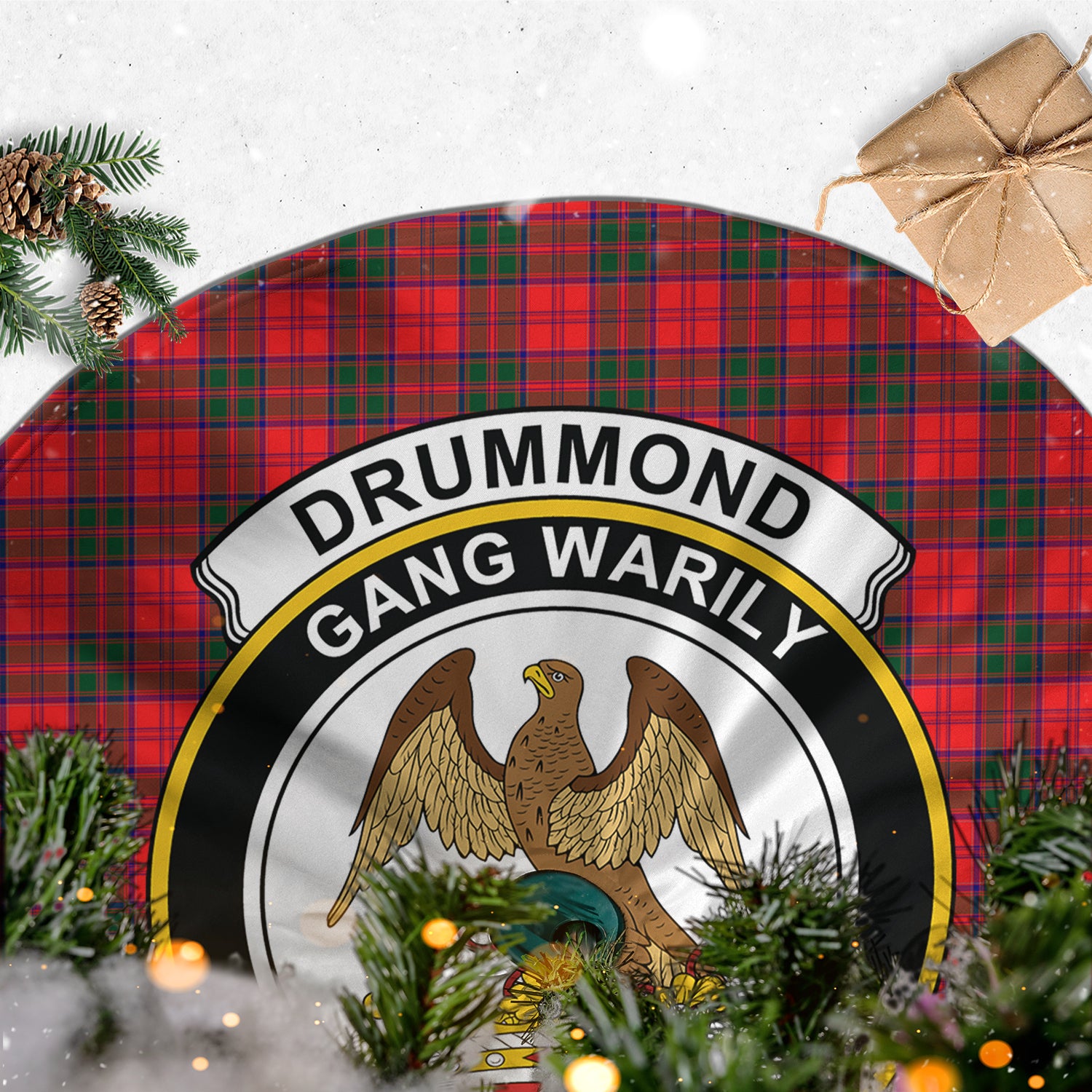 Drummond Modern Tartan Christmas Tree Skirt with Family Crest - Tartanvibesclothing