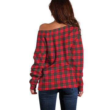 Drummond Modern Tartan Off Shoulder Women Sweater with Family Crest