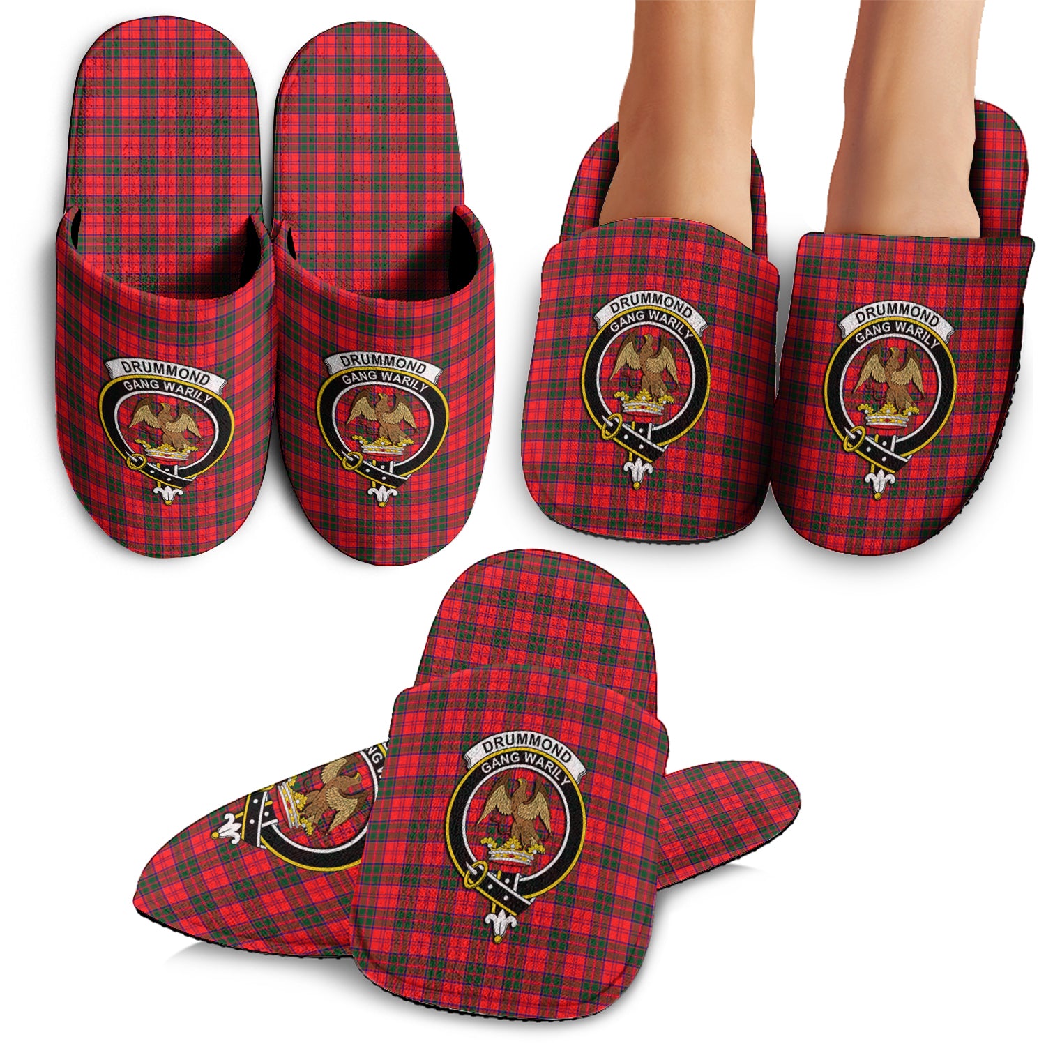 Drummond Modern Tartan Home Slippers with Family Crest - Tartanvibesclothing