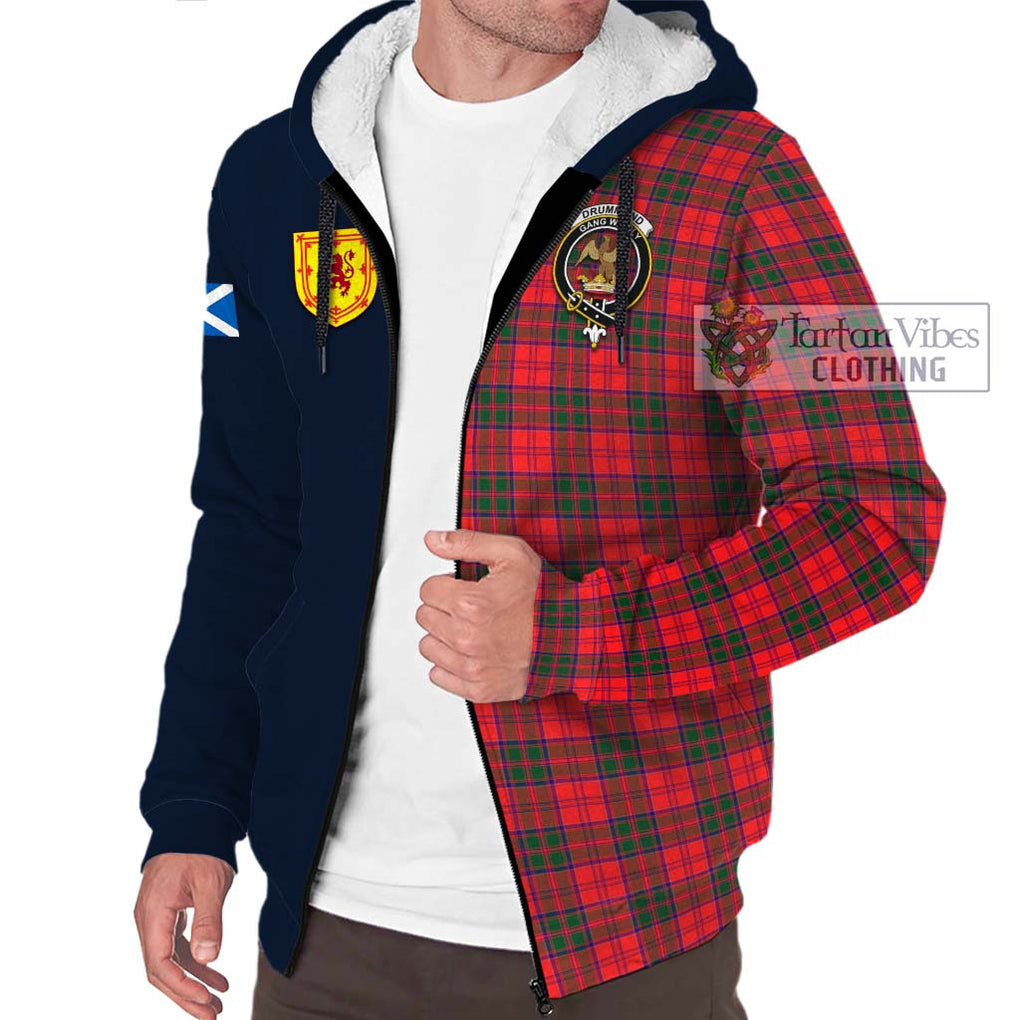 Tartan Vibes Clothing Drummond Modern Tartan Sherpa Hoodie with Scottish Lion Royal Arm Half Style