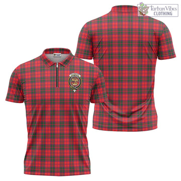 Drummond Modern Tartan Zipper Polo Shirt with Family Crest