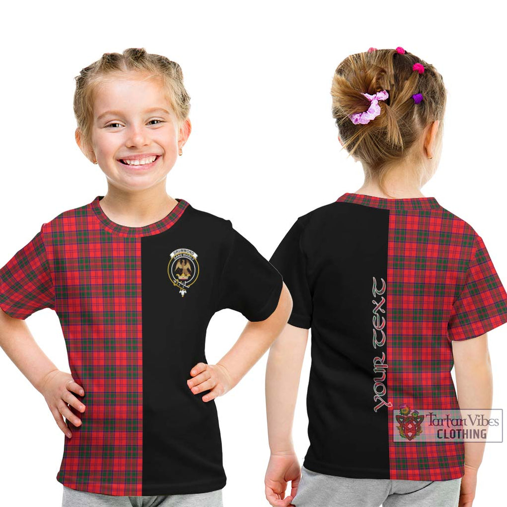 Drummond Modern Tartan Kid T-Shirt with Family Crest and Half Of Me Style - Tartanvibesclothing Shop