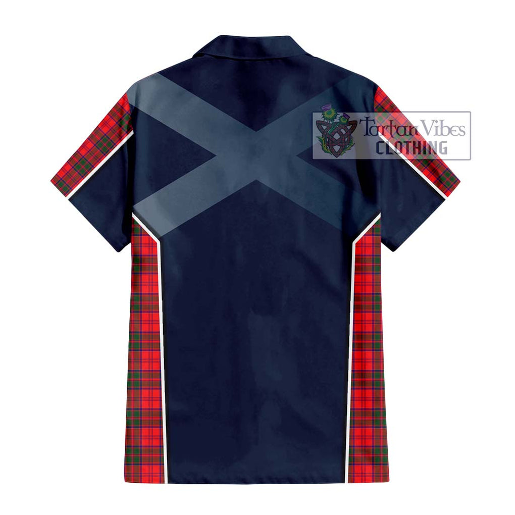 Drummond Modern Tartan Short Sleeve Button Shirt with Family Crest and Lion Rampant Vibes Sport Style - Tartan Vibes Clothing