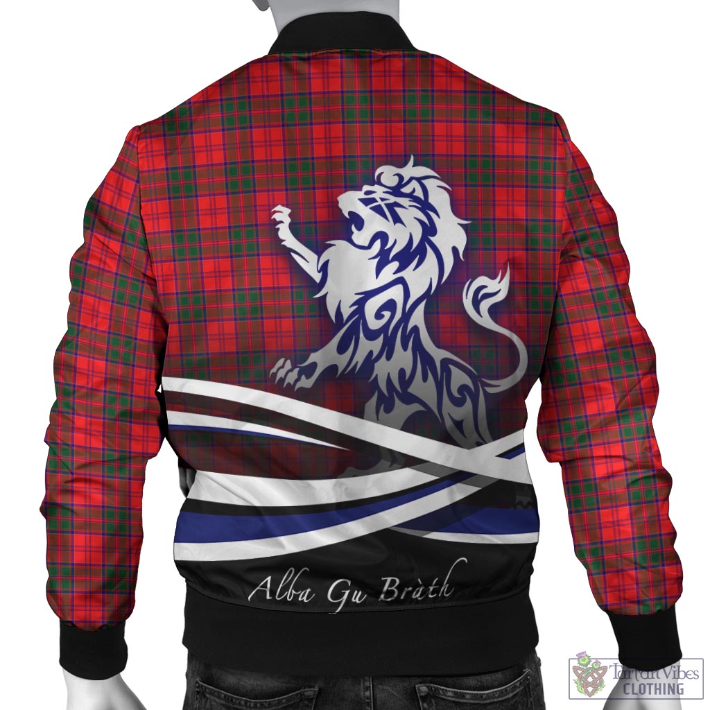 Tartan Vibes Clothing Drummond Modern Tartan Bomber Jacket with Alba Gu Brath Regal Lion Emblem