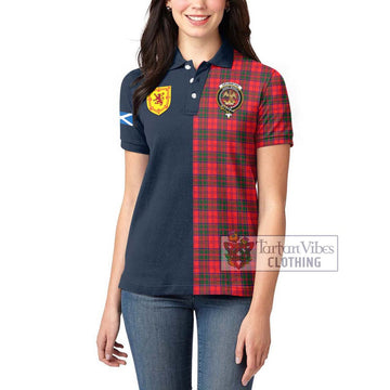 Drummond Modern Tartan Women's Polo Shirt Alba with Scottish Lion Royal Arm Half Style