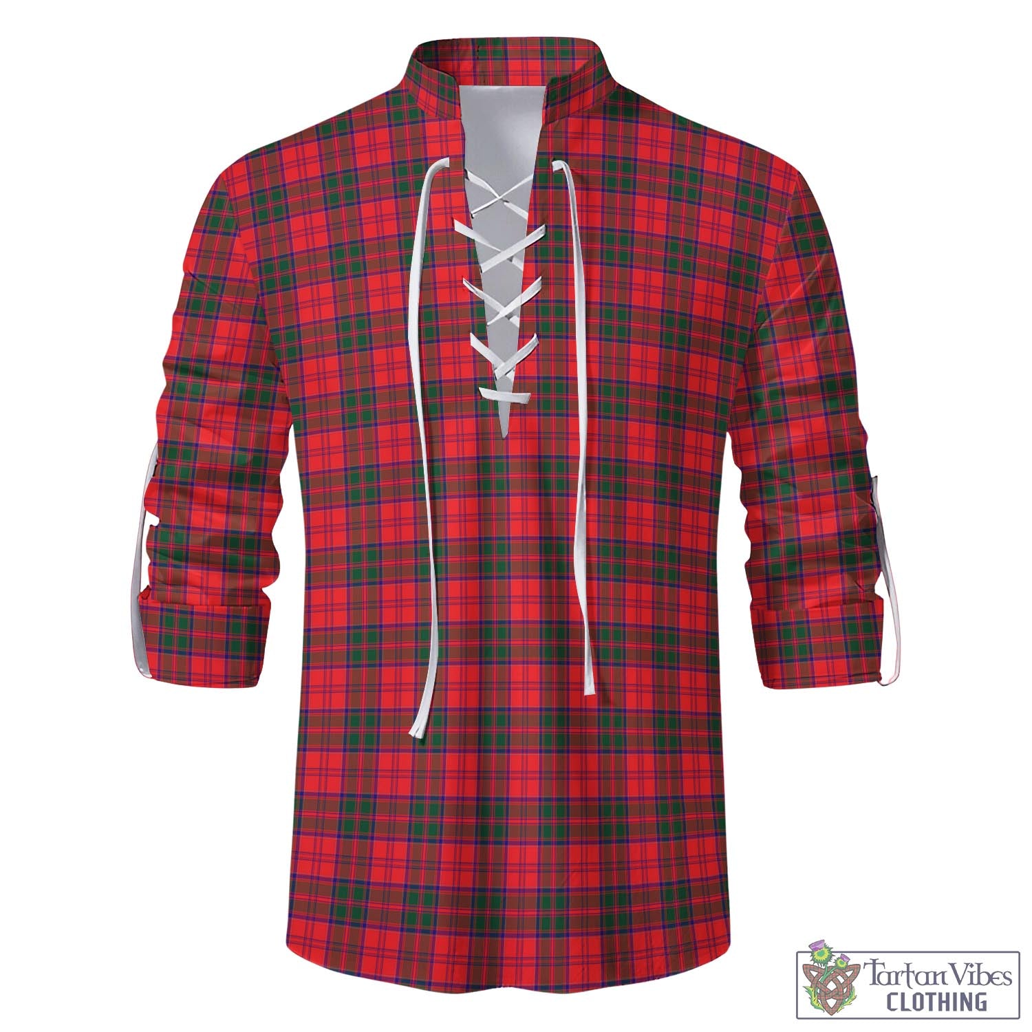 Tartan Vibes Clothing Drummond Modern Tartan Men's Scottish Traditional Jacobite Ghillie Kilt Shirt