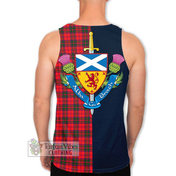 Drummond Modern Tartan Men's Tank Top Alba with Scottish Lion Royal Arm Half Style