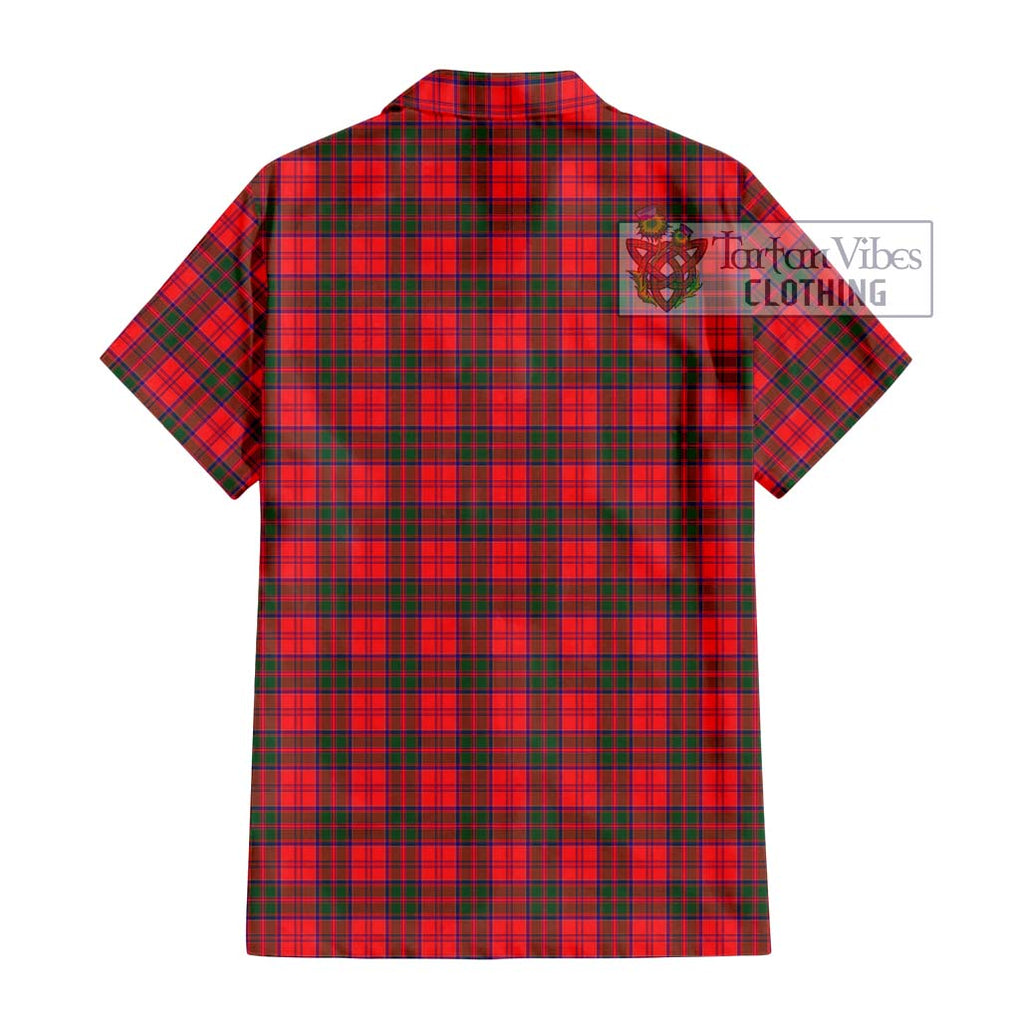 Drummond Modern Tartan Short Sleeve Button Shirt with Family Crest DNA In Me Style - Tartanvibesclothing Shop