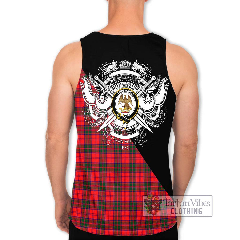 Drummond Modern Tartan Men's Tank Top with Family Crest and Military Logo Style - Tartanvibesclothing Shop