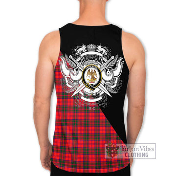 Drummond Modern Tartan Men's Tank Top with Family Crest and Military Logo Style