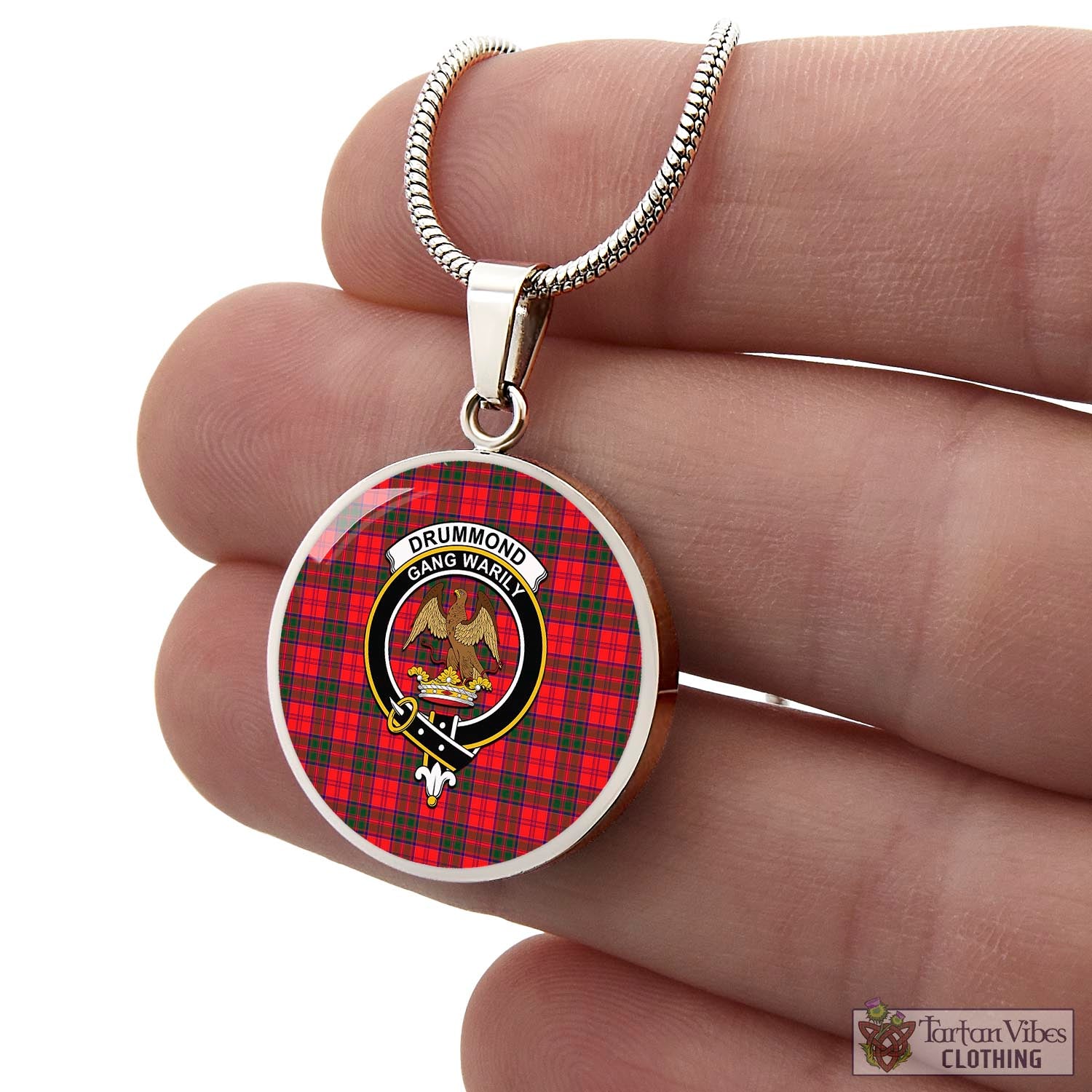 Tartan Vibes Clothing Drummond Modern Tartan Circle Necklace with Family Crest