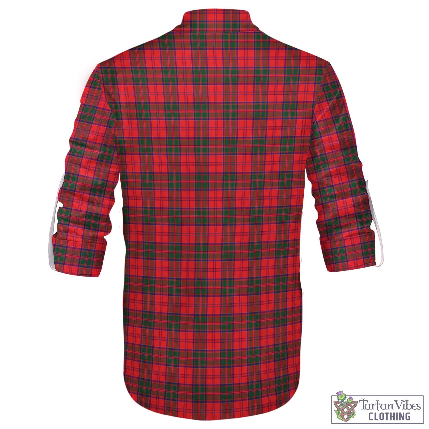 Tartan Vibes Clothing Drummond Modern Tartan Men's Scottish Traditional Jacobite Ghillie Kilt Shirt with Family Crest