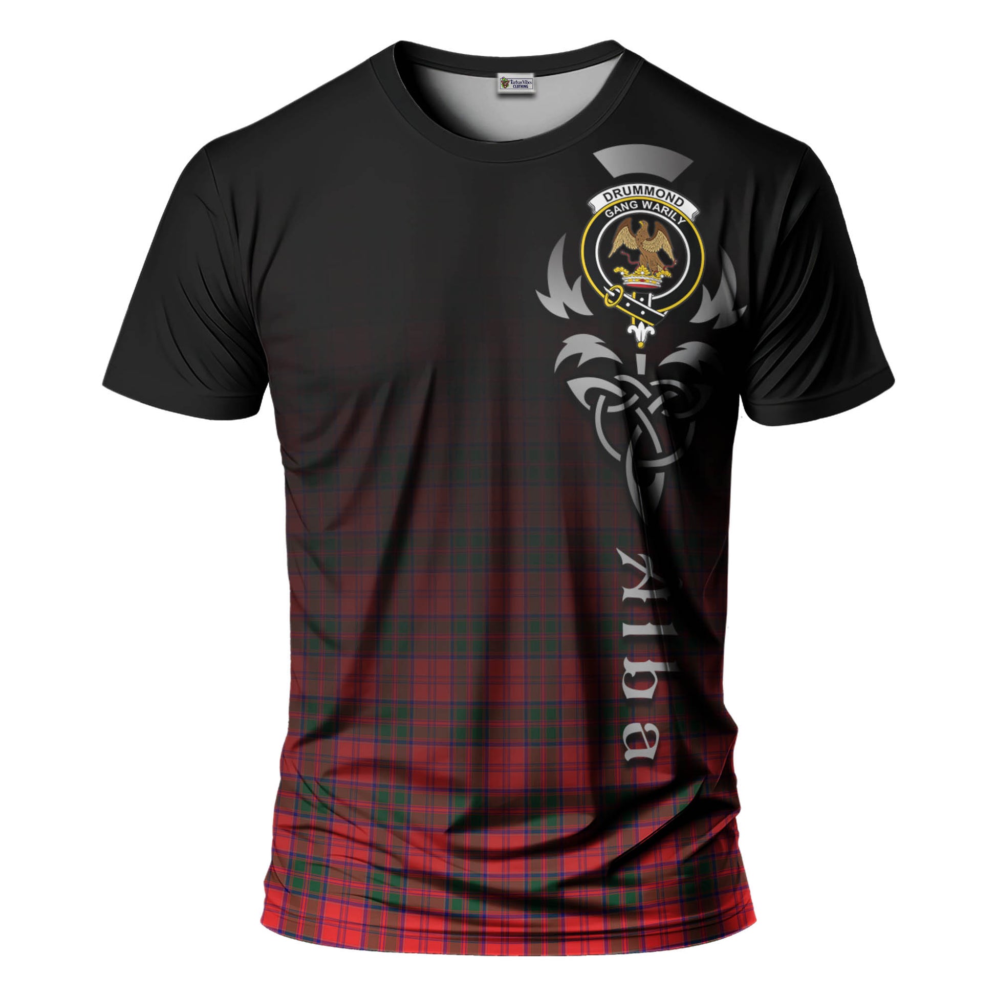 Tartan Vibes Clothing Drummond Modern Tartan T-Shirt Featuring Alba Gu Brath Family Crest Celtic Inspired