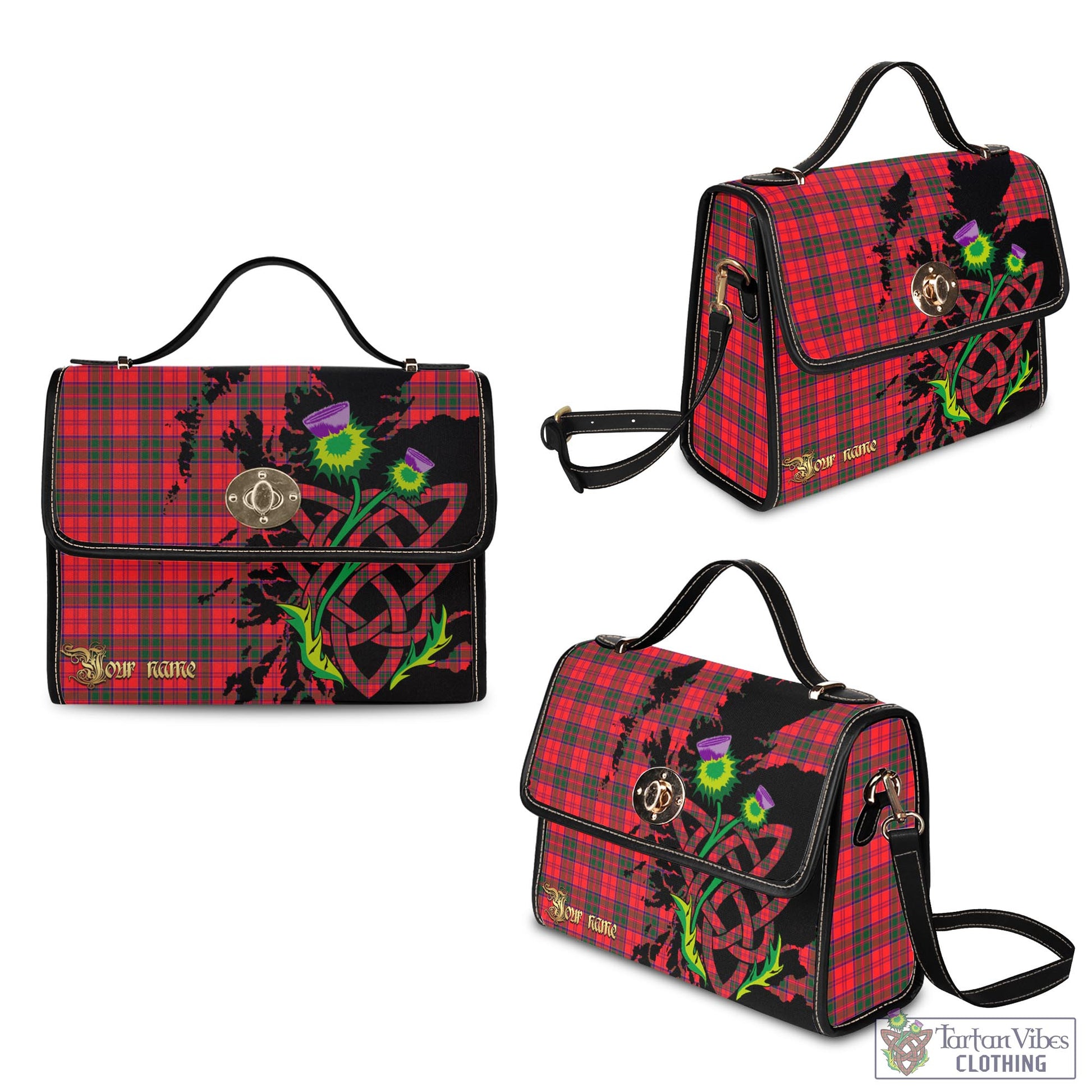 Tartan Vibes Clothing Drummond Modern Tartan Waterproof Canvas Bag with Scotland Map and Thistle Celtic Accents