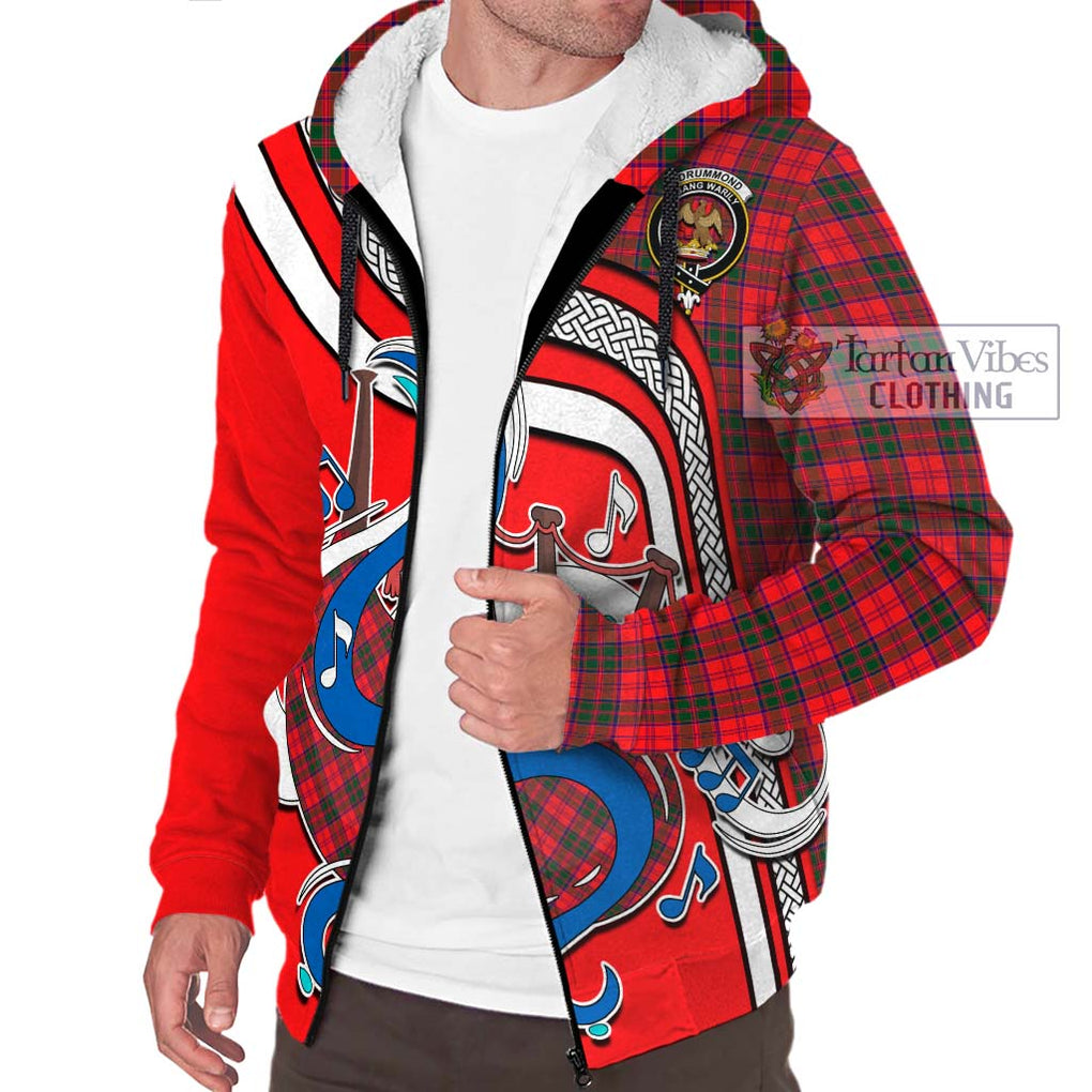 Drummond Modern Tartan Sherpa Hoodie with Epic Bagpipe Style Unisex - Tartanvibesclothing Shop