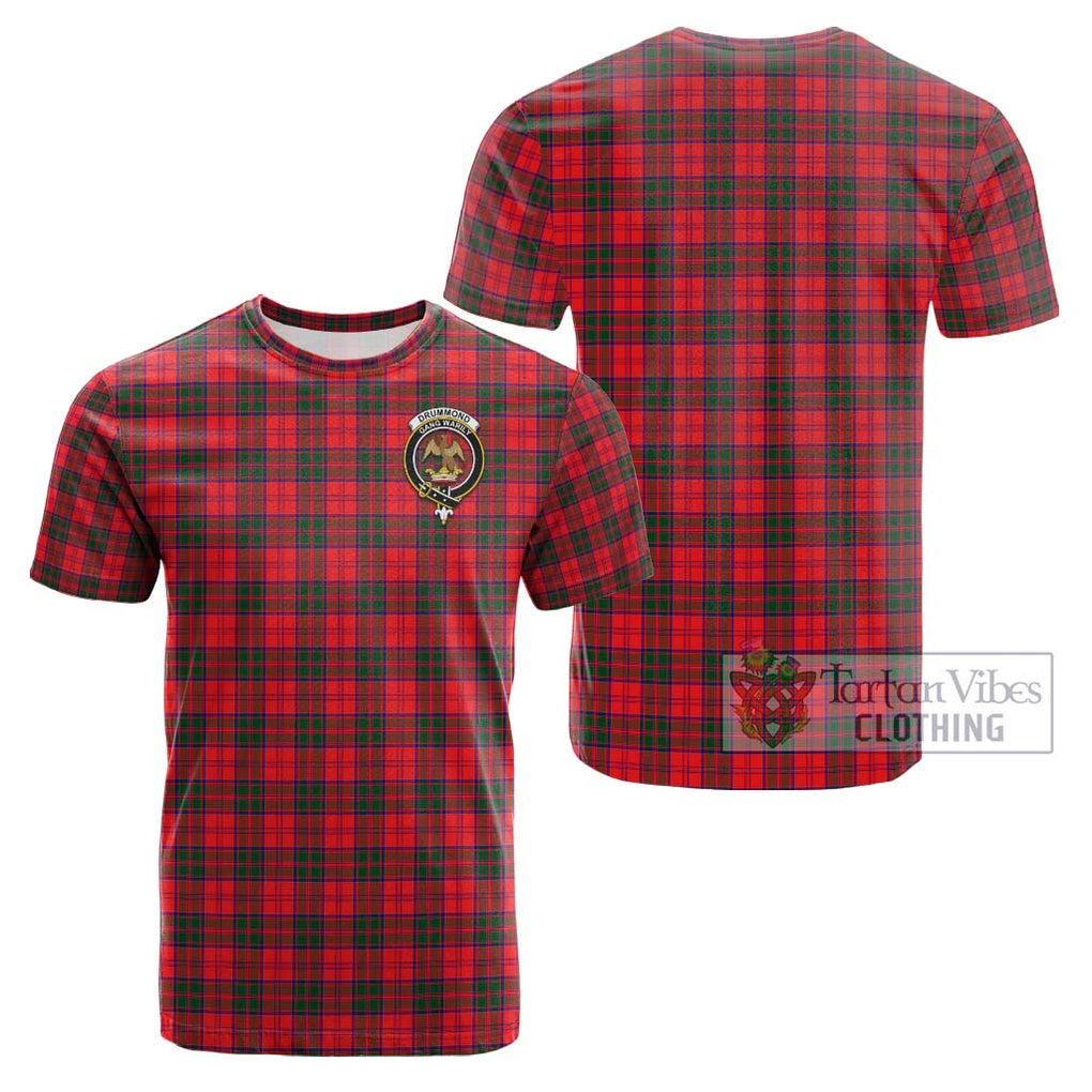 Drummond Modern Tartan Cotton T-Shirt with Family Crest Kid's Shirt - Tartanvibesclothing Shop