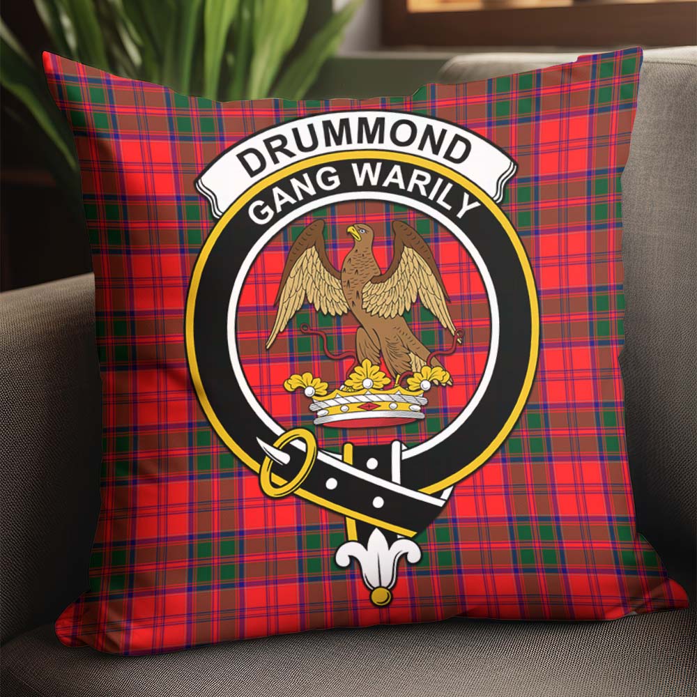 Drummond Modern Tartan Pillow Cover with Family Crest - Tartanvibesclothing