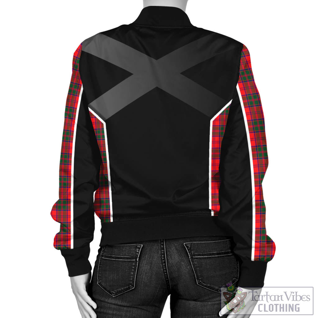 Tartan Vibes Clothing Drummond Modern Tartan Bomber Jacket with Family Crest and Scottish Thistle Vibes Sport Style