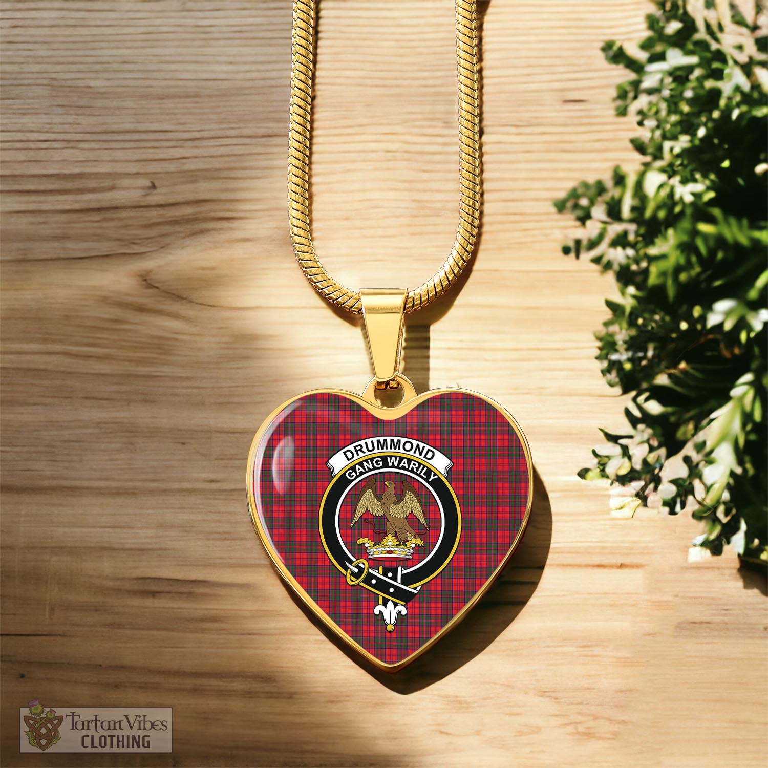 Tartan Vibes Clothing Drummond Modern Tartan Heart Necklace with Family Crest