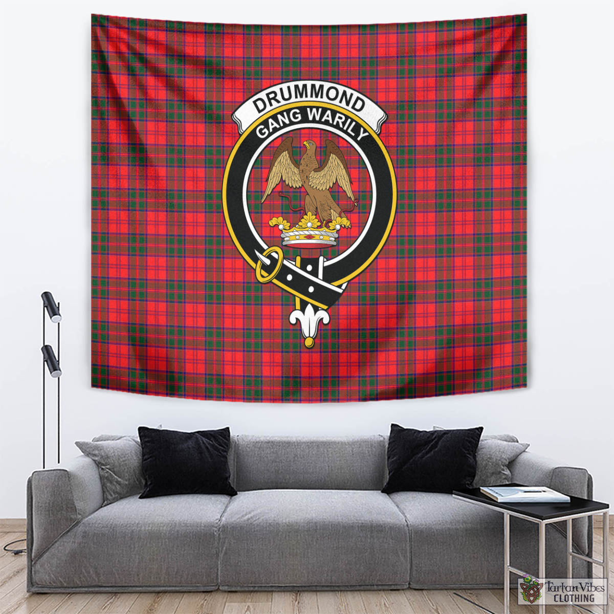 Tartan Vibes Clothing Drummond Modern Tartan Tapestry Wall Hanging and Home Decor for Room with Family Crest