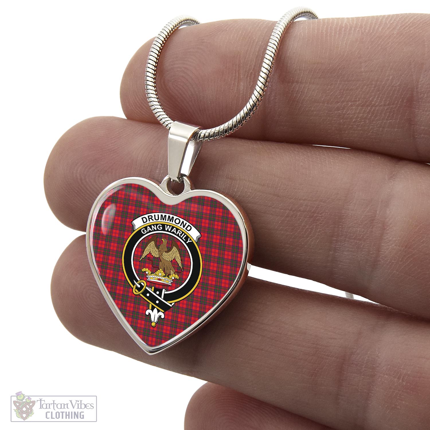 Tartan Vibes Clothing Drummond Modern Tartan Heart Necklace with Family Crest