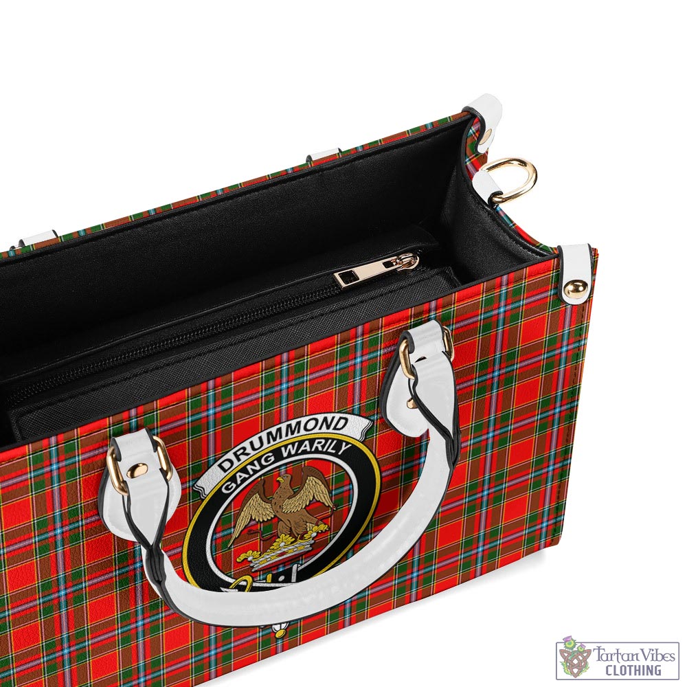 Tartan Vibes Clothing Drummond of Perth Tartan Luxury Leather Handbags with Family Crest