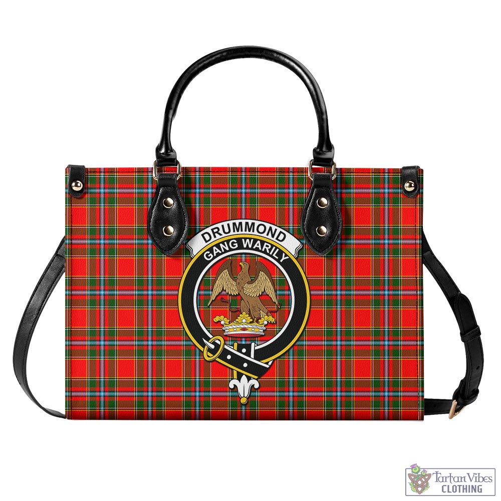 Tartan Vibes Clothing Drummond of Perth Tartan Luxury Leather Handbags with Family Crest