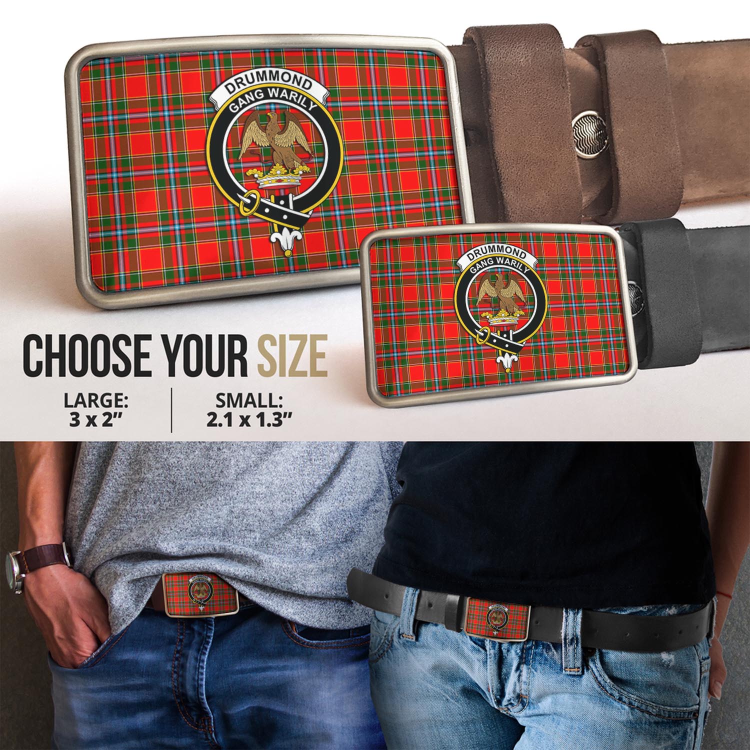 Drummond of Perth Tartan Belt Buckles with Family Crest - Tartan Vibes Clothing