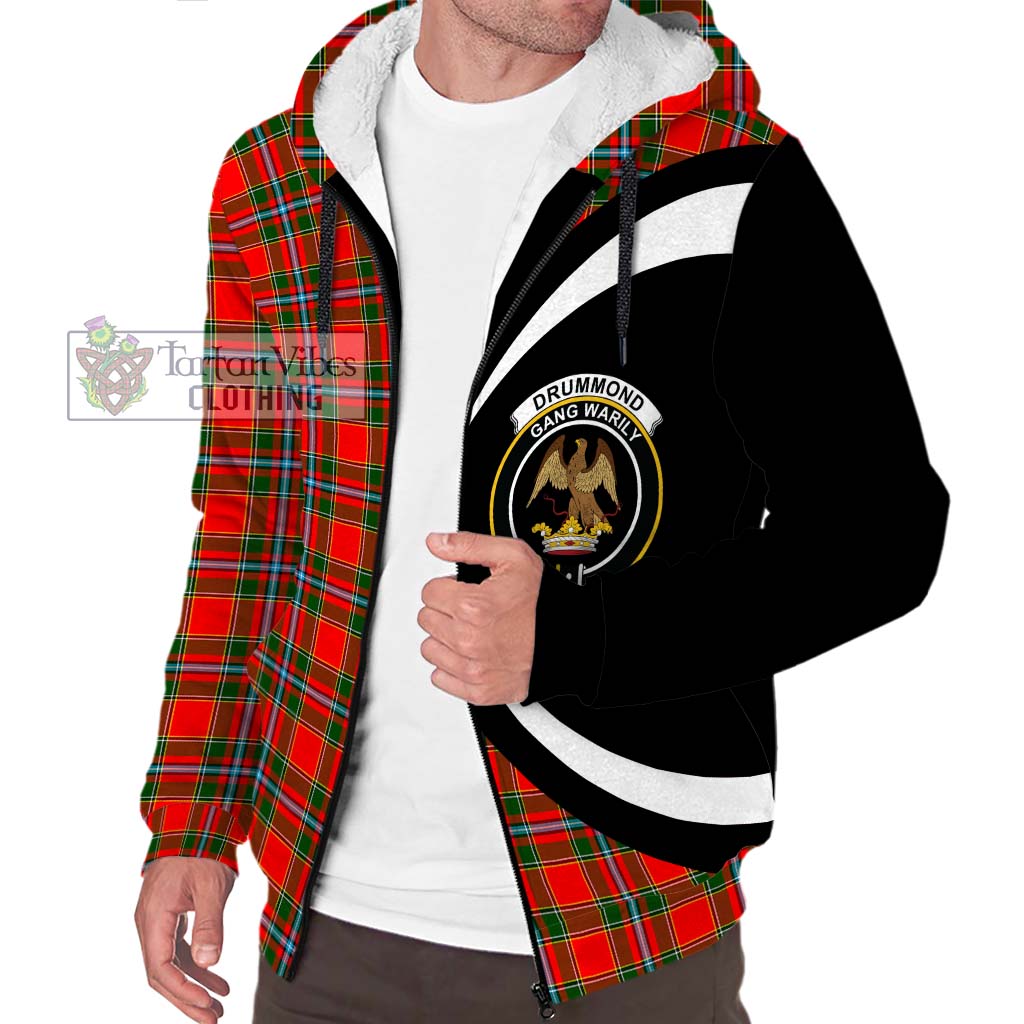 Drummond of Perth Tartan Sherpa Hoodie with Family Crest Circle Style Unisex S - Tartan Vibes Clothing