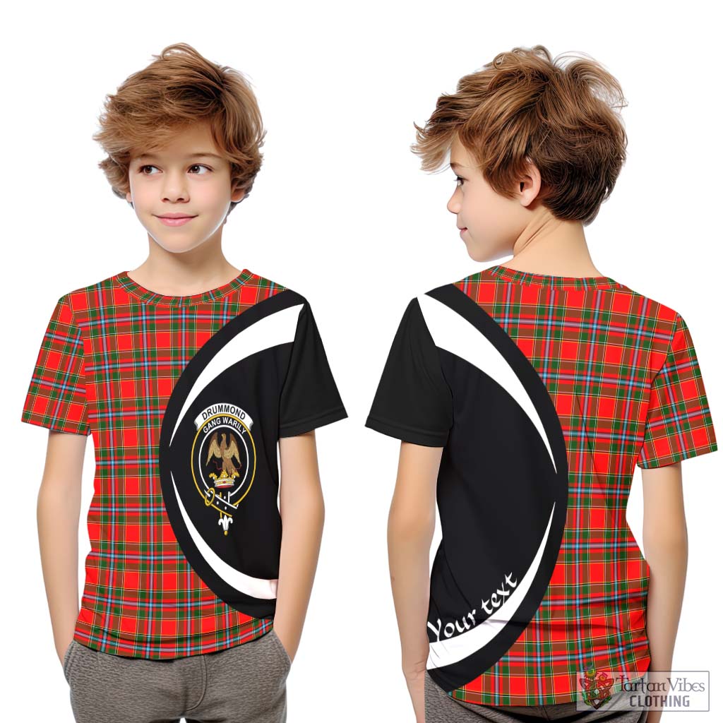 Drummond of Perth Tartan Kid T-Shirt with Family Crest Circle Style Youth XL Size14 - Tartan Vibes Clothing