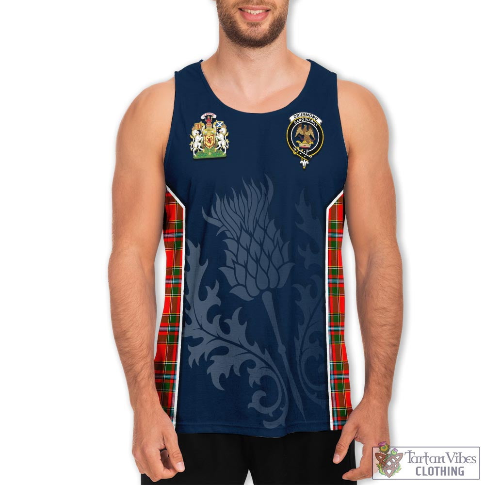 Tartan Vibes Clothing Drummond of Perth Tartan Men's Tanks Top with Family Crest and Scottish Thistle Vibes Sport Style