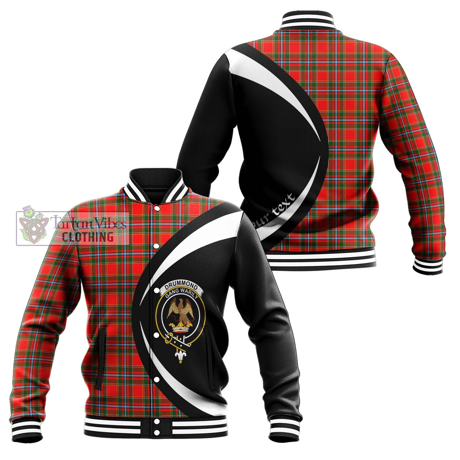 Drummond of Perth Tartan Baseball Jacket with Family Crest Circle Style Unisex - Tartan Vibes Clothing