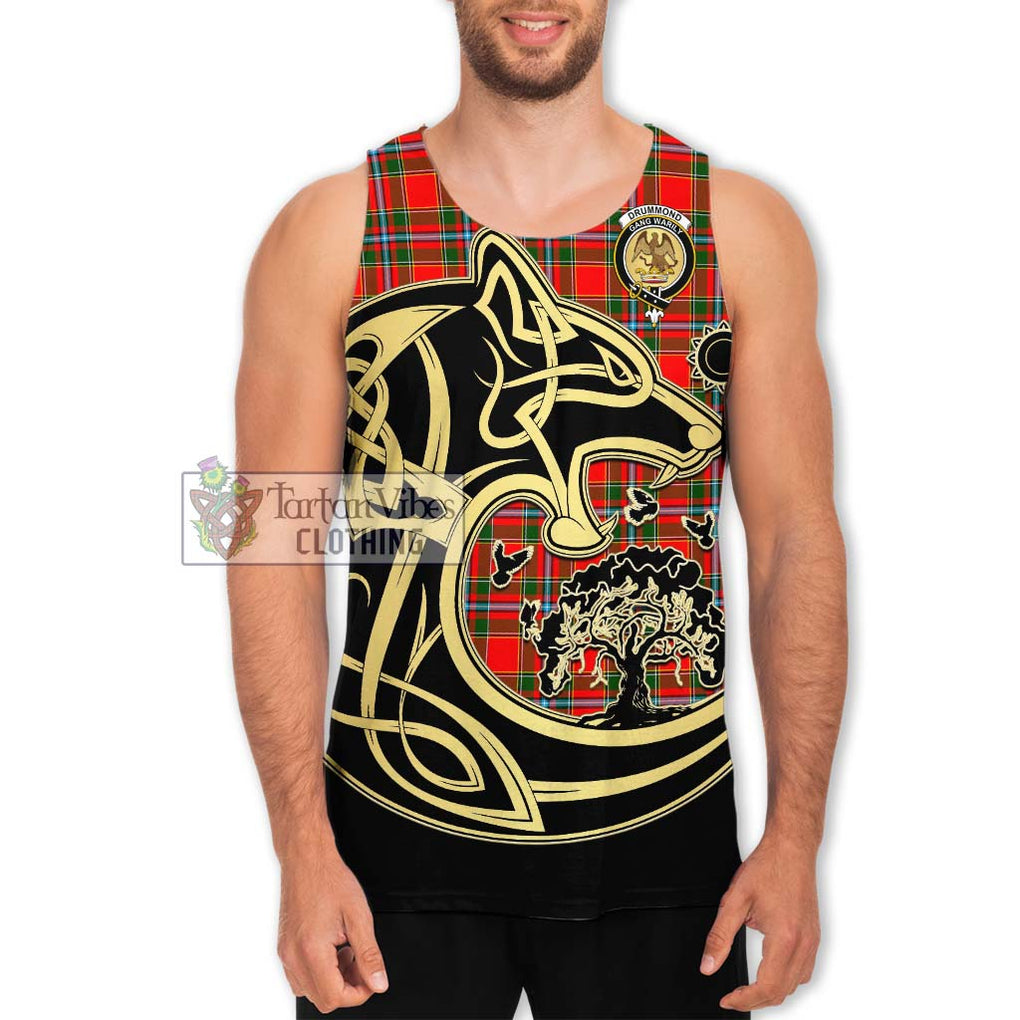 Drummond of Perth Tartan Men's Tank Top with Family Crest Celtic Wolf Style Men - Tartan Vibes Clothing